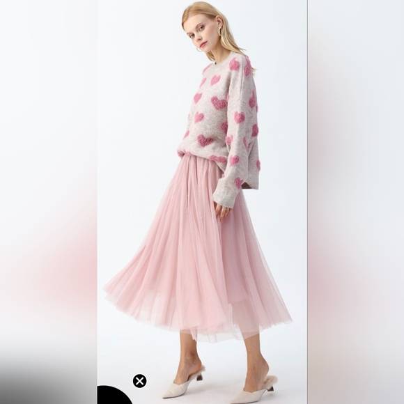 CHICWISH Contrast Color Fuzzy Hearts Knit Sweater - Picture 5 of 11